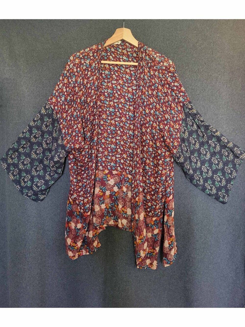 Natural Life Sierra Mixed Ditsy Floral Kimono Top Bohemian Lagenlook Gypsy S/M